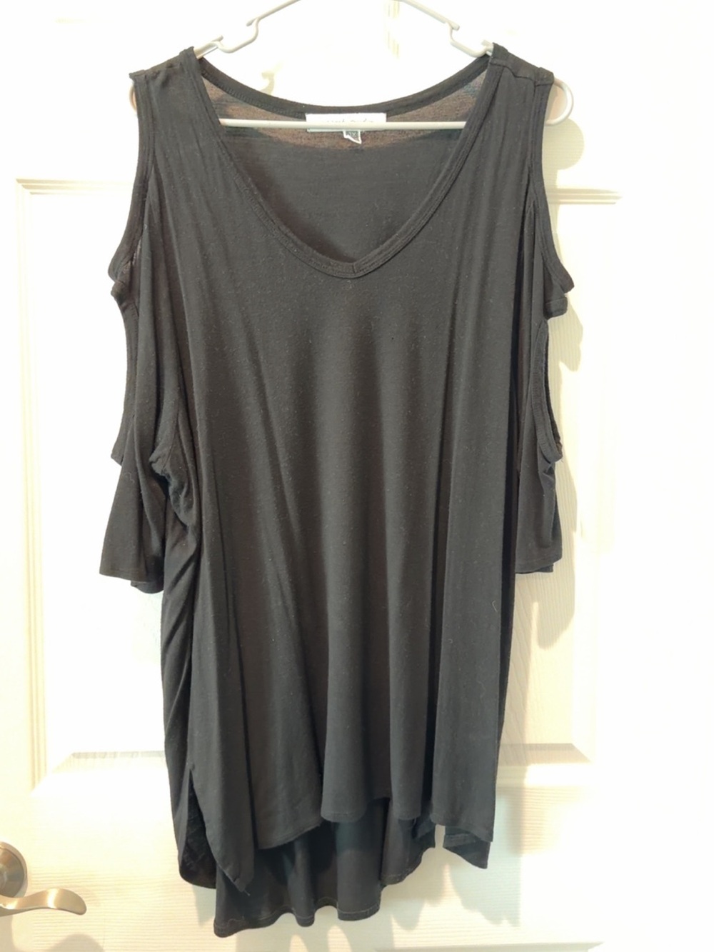 French Laundry Black Cold-Shoulder Tunic Top